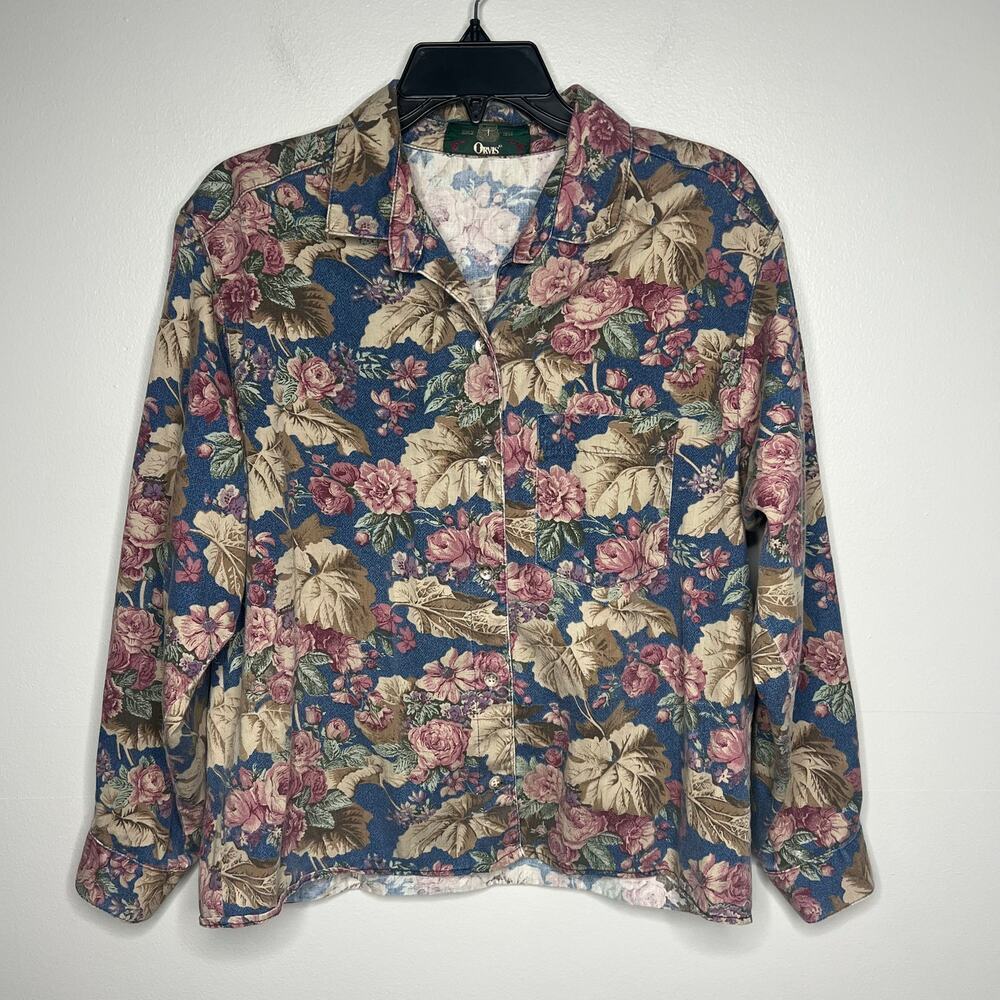 Vintage Orvis Multicolor‎ Floral Button Collared Shirt Women's Sz *M 90s Country